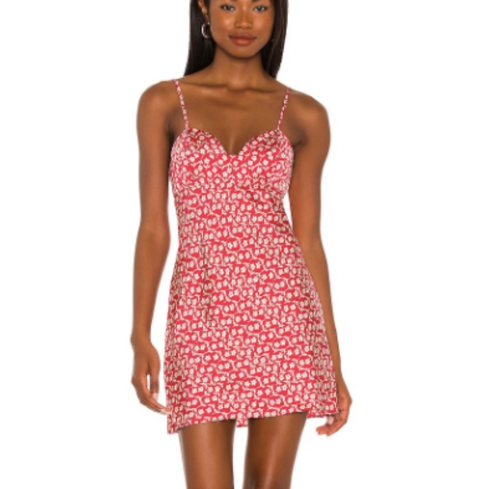 On Our Radar Ditsy Floral Slip Dress by Free People - Cherry Red M